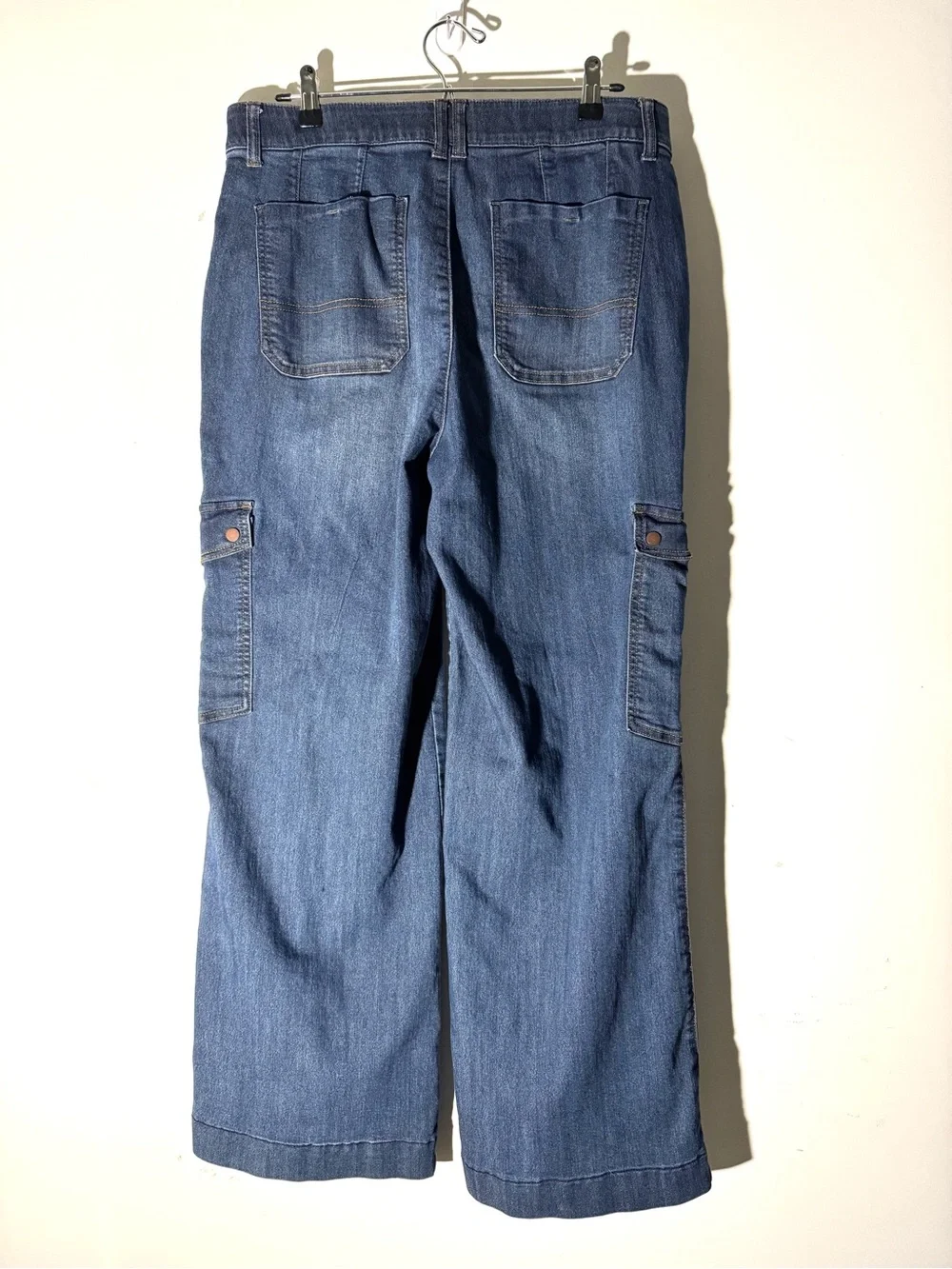 Democracy SkyRise Absolution Wide Leg Jeans Cargo Mid Blue Wash Size 14 - Picture 5 of 11